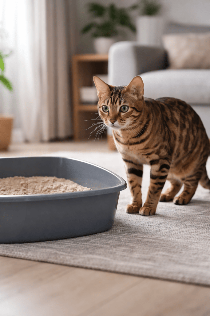 gatto in lettiera con possibile problema urinario cistite felina sintomi